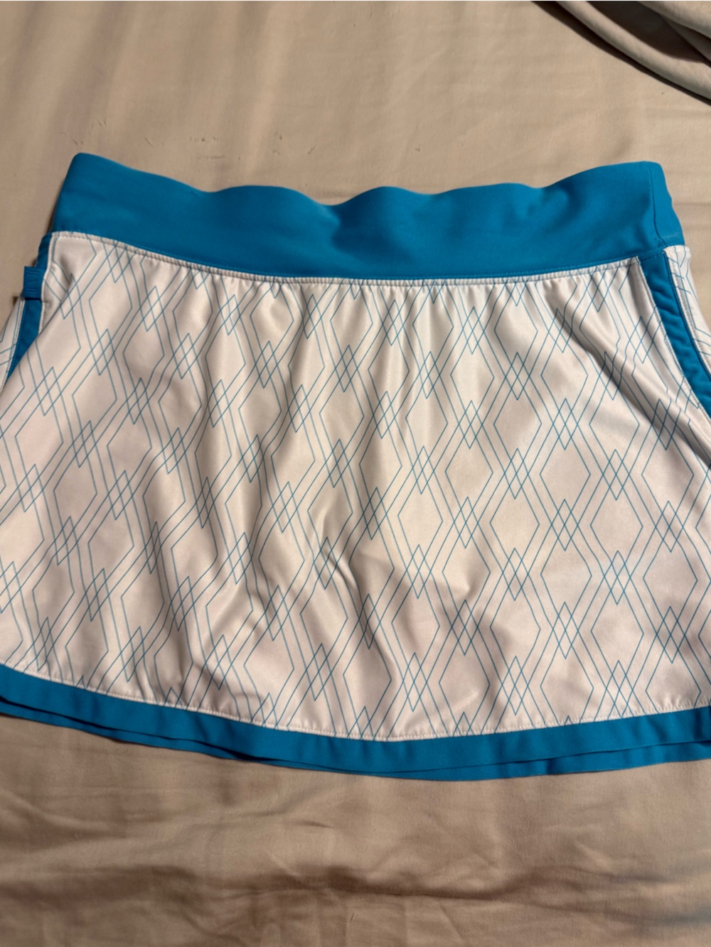 Nike White and Turquoise Athletic Skort
